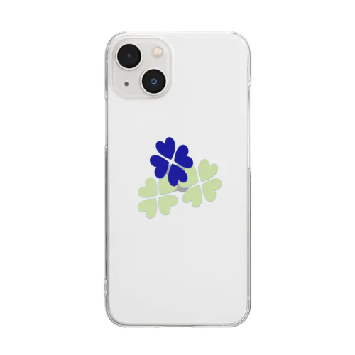 四葉（紺＆緑） Clear Smartphone Case