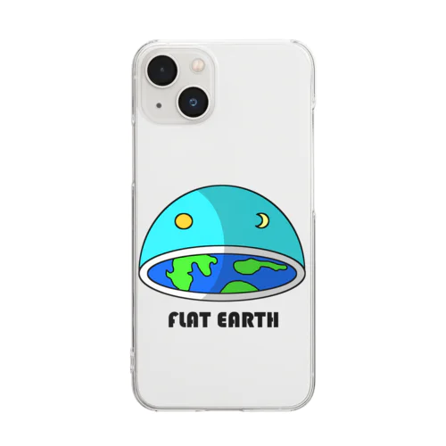 フラットアース　(FLAT　EARTH）透明背景 Clear Smartphone Case