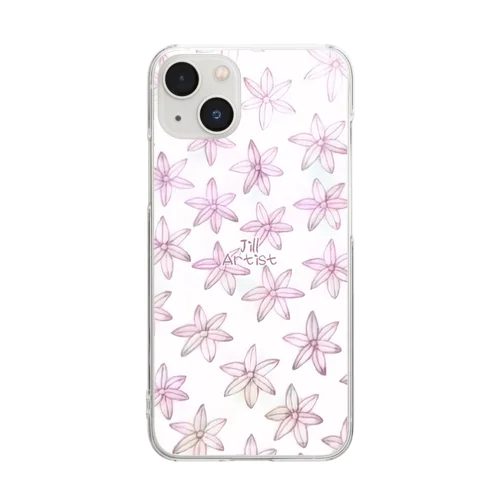 手描き＊ピンクのハナニラ＊イラスト Clear Smartphone Case