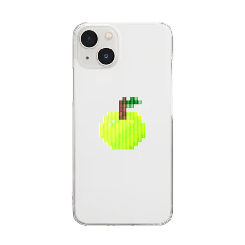 青りんごの刺繍風イラスト Clear Smartphone Case