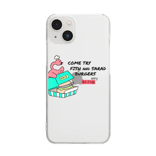 フラミンゴinバーガー屋さん Clear Smartphone Case