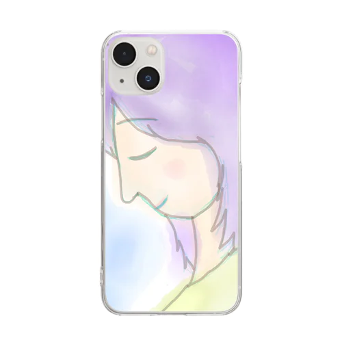 うつむきレディ　ダウンスタイル Clear Smartphone Case