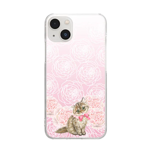 薔薇とチンチラゴールデン Clear Smartphone Case