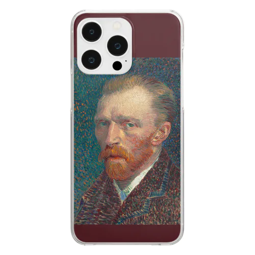 005-019　ゴッホ　『Self-Portrait -1887-』　クリア　スマホケース　iPhone 14ProMax/14Plus/13ProMax/12ProMax/11ProMax専用デザイン　CC5-2 Clear Smartphone Case