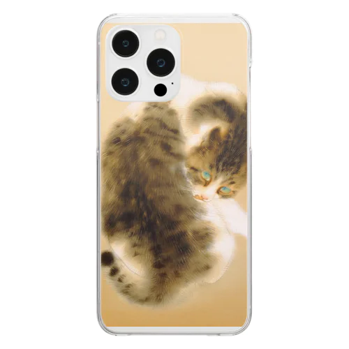 日本画：班猫：竹内栖鳳 Clear Smartphone Case