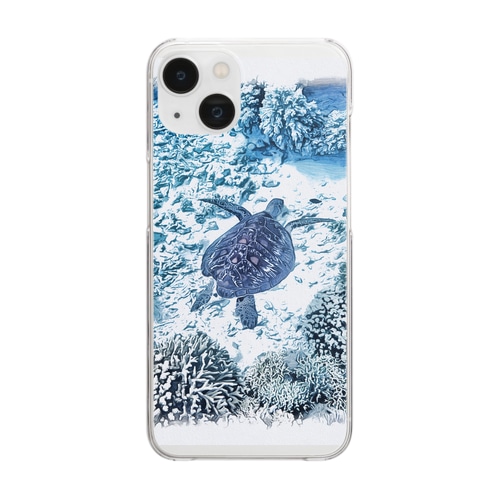 ウミガメ Clear Smartphone Case