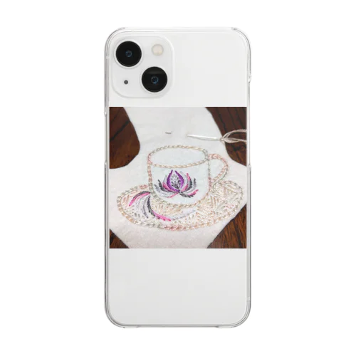 刺しゅうティーカップ Clear Smartphone Case