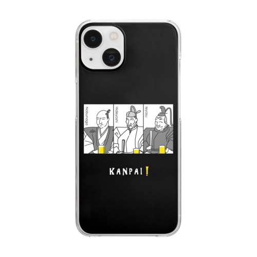 偉人 × BEER（三英傑）枠付黒背景 Clear Smartphone Case