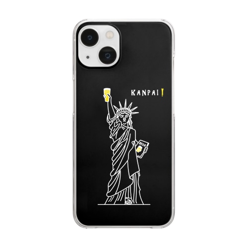 彫刻 × BEER（自由の女神）黒背景 Clear Smartphone Case