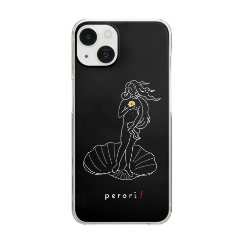 名画 × スイーツ（ヴィーナスの誕生）黒背景 Clear Smartphone Case