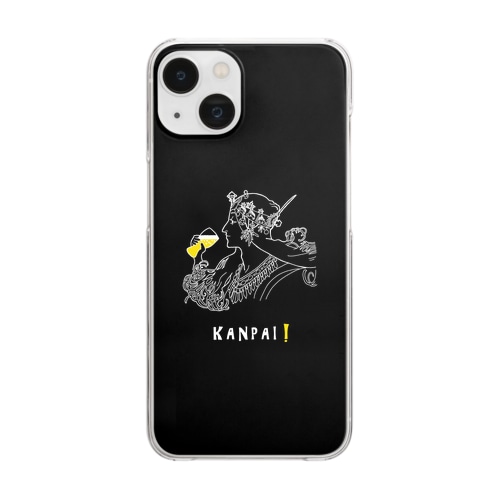 名画 × BEER（ミュシャ）黒背景 Clear Smartphone Case