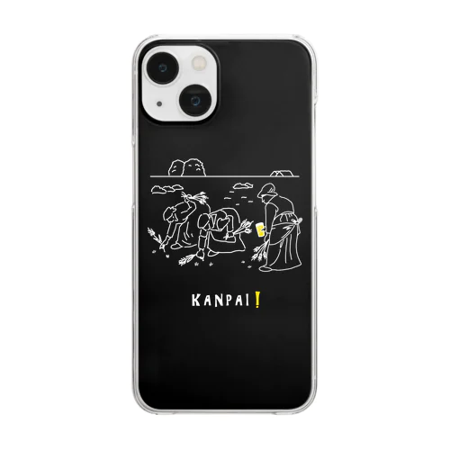 名画 × BEER（落穂拾い）黒背景 Clear Smartphone Case