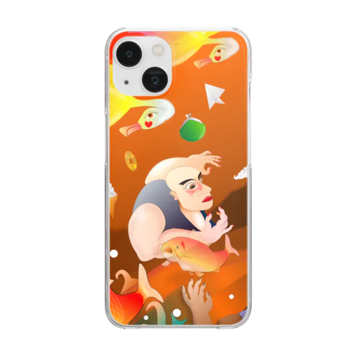 比丘比丘尼密会密漁善図（夕方） Clear Smartphone Case