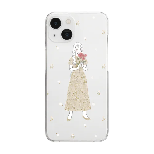 Ruimeme × 三浦朋代 〈Agathe〉flower tiered dress Clear Smartphone Case