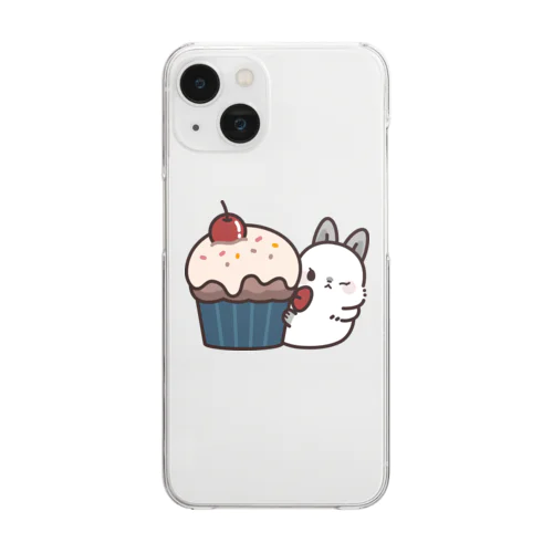 大人可愛いうさぎレディ　カップケーキver. Clear Smartphone Case