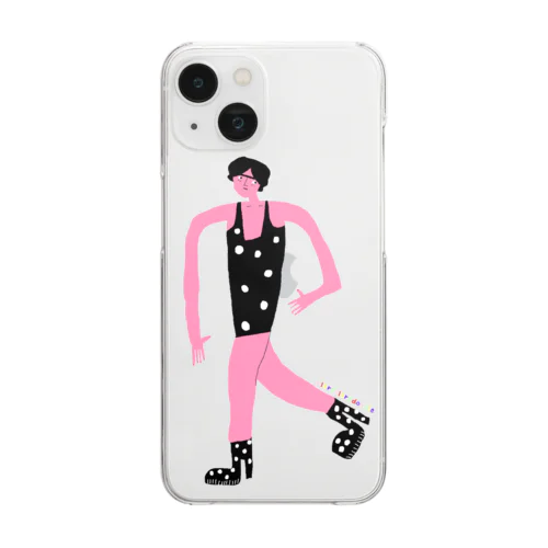 walking lady phone case クリアスマホケース