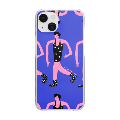 walking ladies in blue world phone case クリアスマホケース