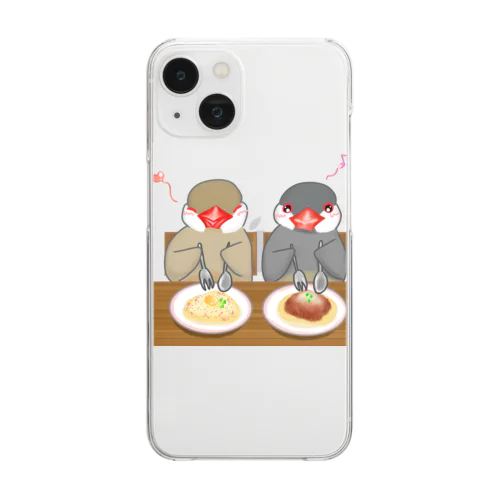 パスタとシナモン・シルバー文鳥ず Clear Smartphone Case