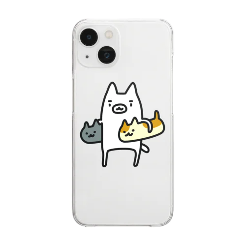 ネコガワさんとネコズ×2 Clear Smartphone Case