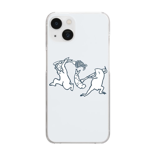[たて]【ぎがといっしょ】《白花》iphoneケース Clear Smartphone Case