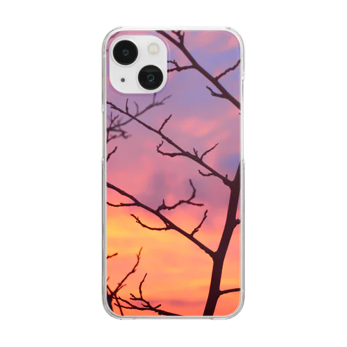 夕焼けシルエット Clear Smartphone Case