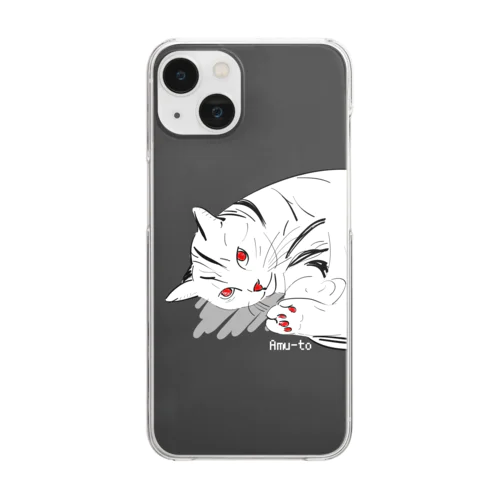 アートねこ（クール・赤目） Clear Smartphone Case