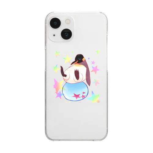 ボールに乗るペンギン Clear Smartphone Case