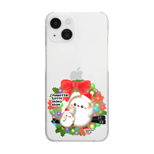 クリスマスリースになったラテしまちゃんのグッズ Clear Smartphone Case