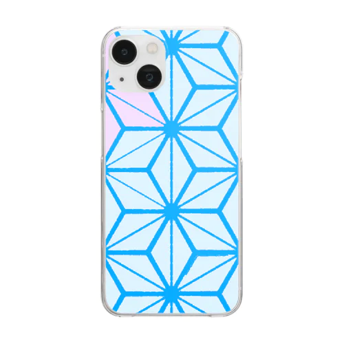 麻の葉模様　　碧 Clear Smartphone Case