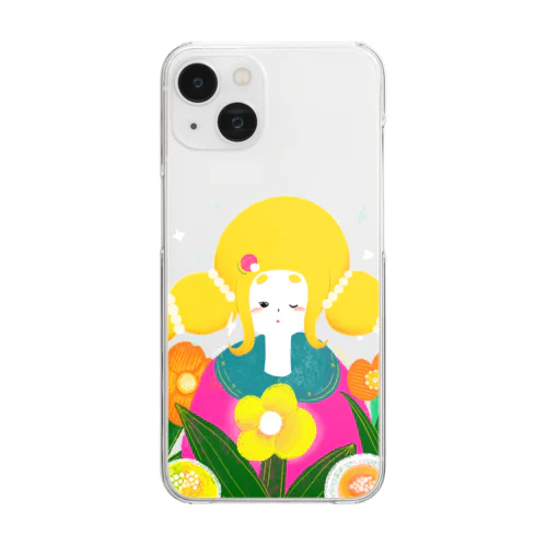 お花と女の子 Clear Smartphone Case