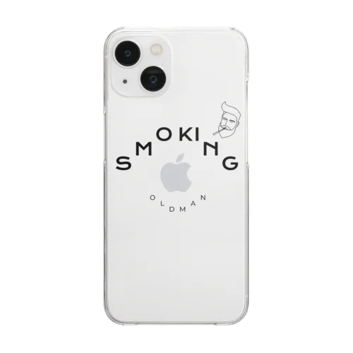 SMOKING OLDMAN#D <黒ﾛｺﾞ> クリアスマホケース