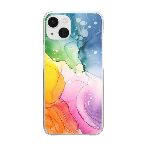 虹色の光と雨 Clear Smartphone Case