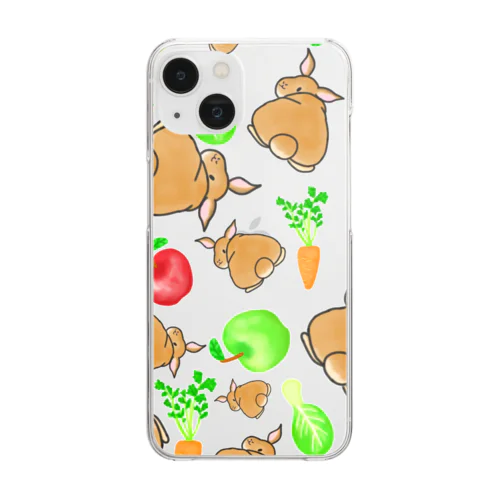 野菜と果物とうさぎさん Clear Smartphone Case