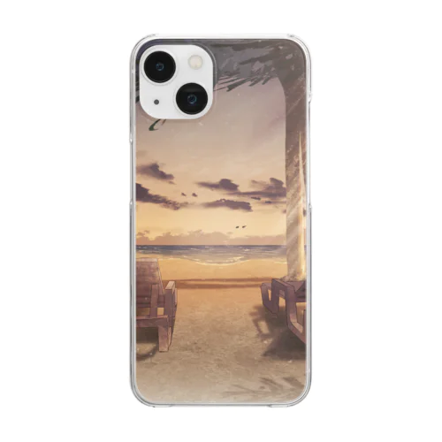 夕焼けビーチ Clear Smartphone Case