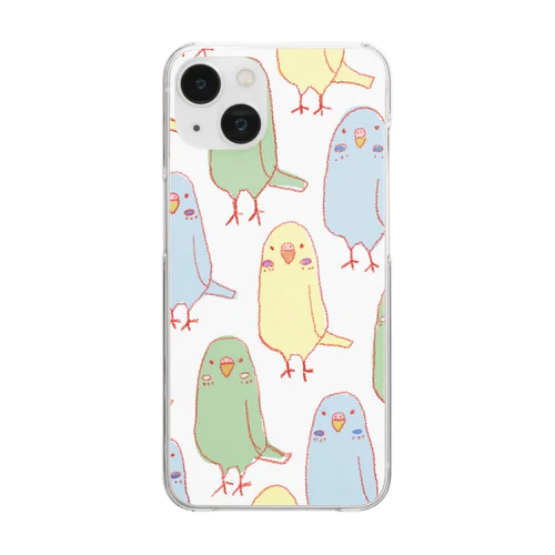 インコさん＊細ホワイト Clear Smartphone Case