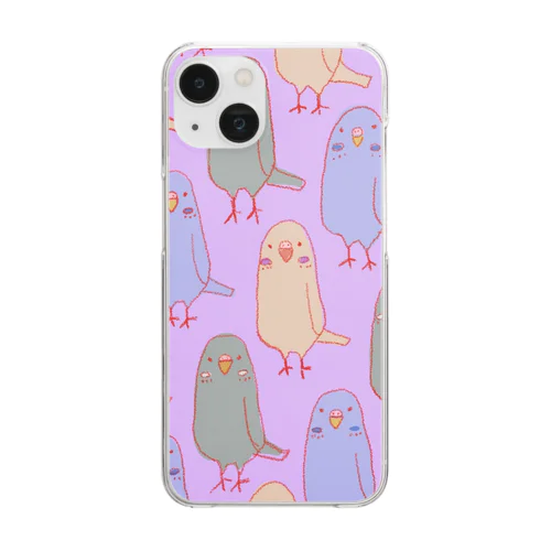 インコさん＊細パープル Clear Smartphone Case