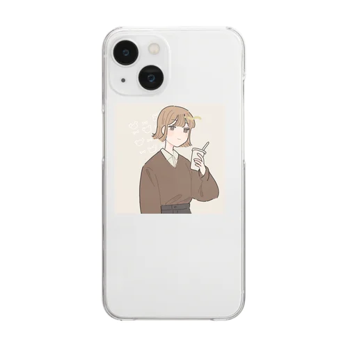 くまふわ女子 Clear Smartphone Case