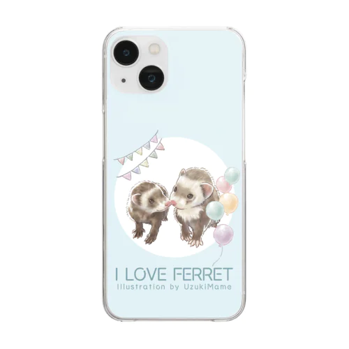 【No.16】I LOVE FERRET クリアスマホケース