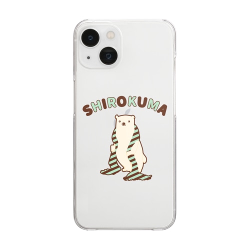 シロクマにマフラーを（チョコミントカラーVer.） Clear Smartphone Case