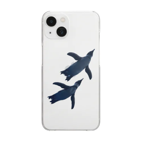並んで泳ぐペンギン Clear Smartphone Case