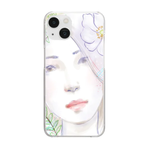 お花と水彩の子 Clear Smartphone Case