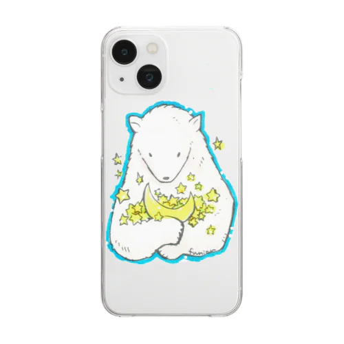 星を抱いたシロクマ Clear Smartphone Case