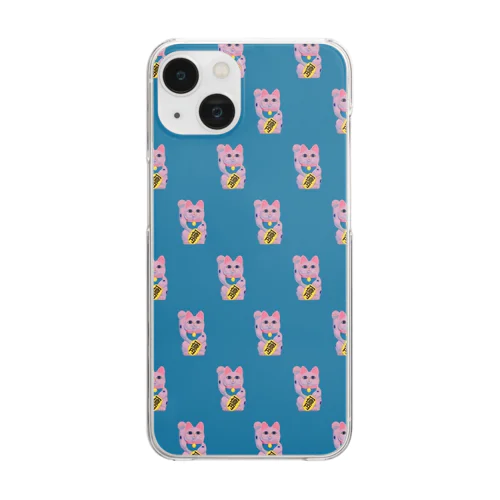 招き猫pop blue Clear Smartphone Case