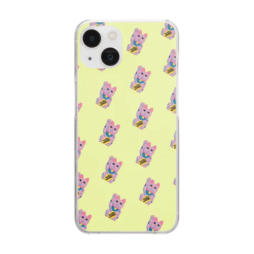 招き猫pop yellow Clear Smartphone Case