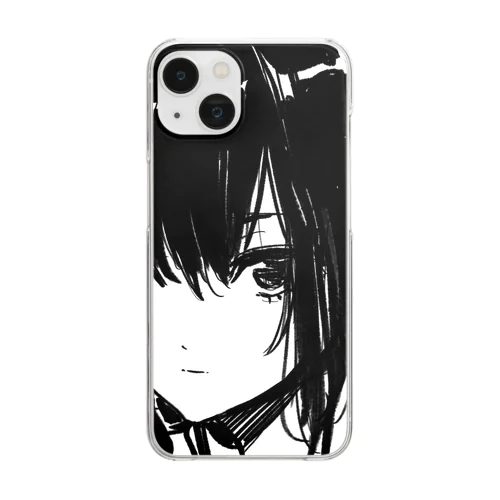 かっこいい白黒ちゃん Clear Smartphone Case