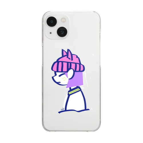 ネコ耳さん/ピンクニット帽 Clear Smartphone Case