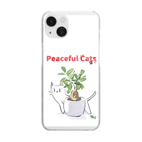 Peaceful Cats ガジュマル クリアスマホケース