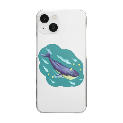 星と泳ぐシロナガスクジラ Clear Smartphone Case