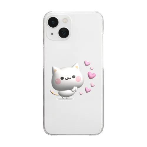 気づかいのできるネコ　ハート（ぷっくり風）ver. Clear Smartphone Case