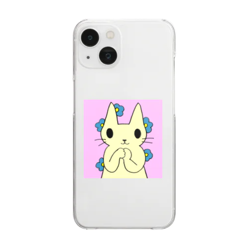 フラワーねこ Clear Smartphone Case